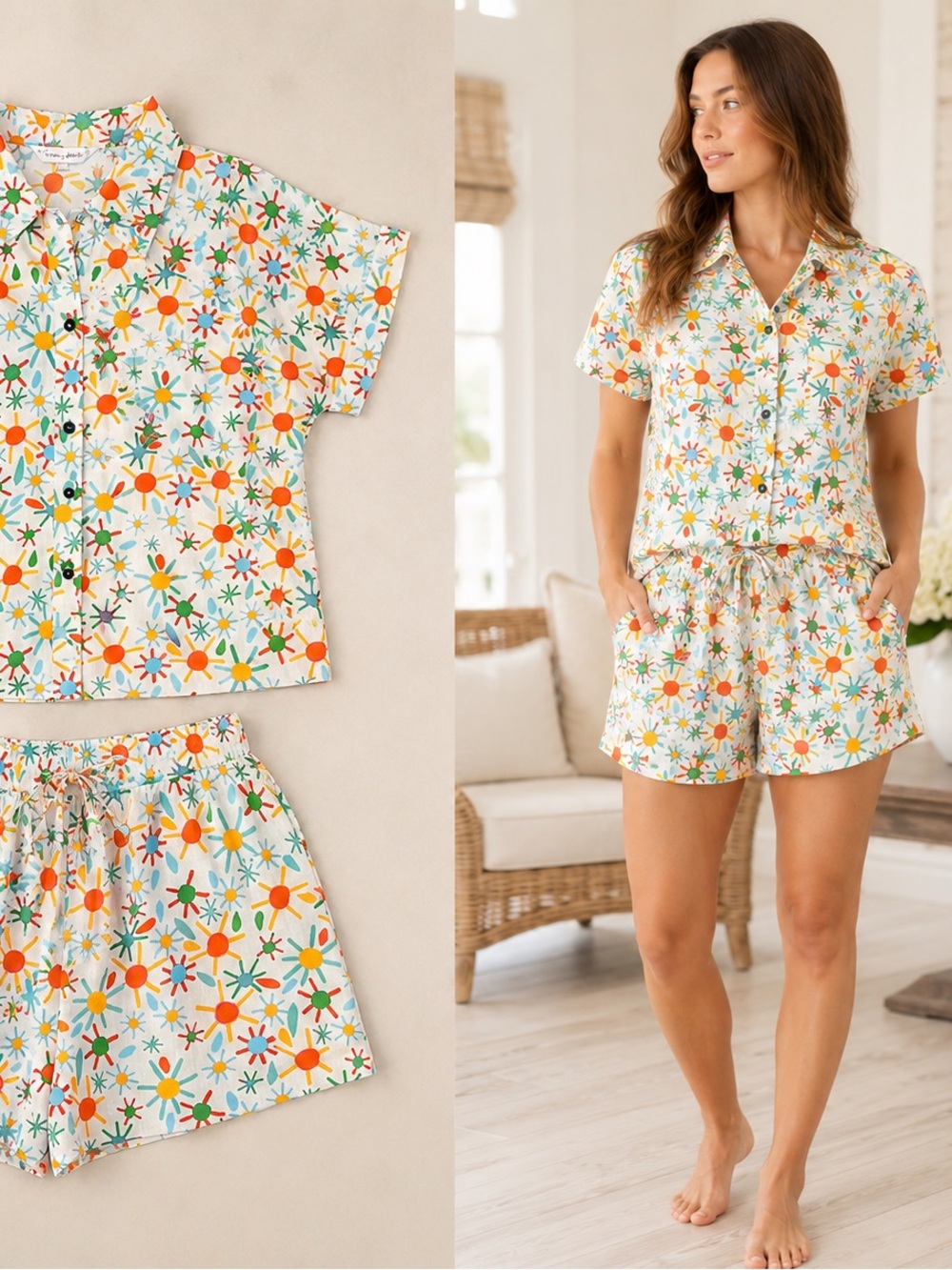 MEET ME IN SANTORINI - Colorful Top and Shorts Set NWT
